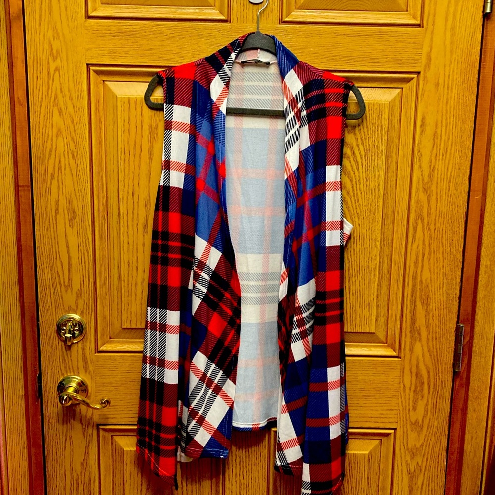 Love U Dear Red White and Blue Long Vest